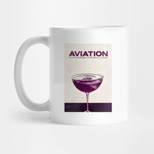 Aviation Cocktail Retro Poster Violet Glass Bar Prints, Vintage Drinks, Recipe, Wall Art Mug